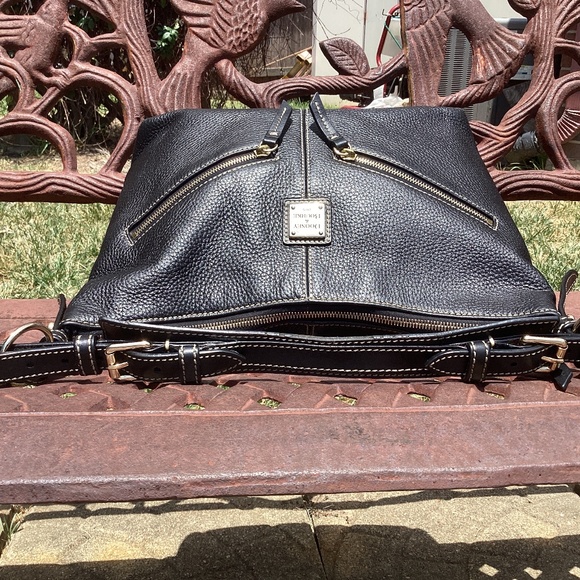 Dooney & Bourke Mary Black Butter Soft Pebble Leather Boho Hobo Bag - Picture 6 of 9